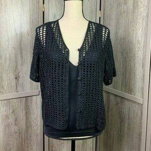 Norton McNaughton NWT Black Open Knit Sweater